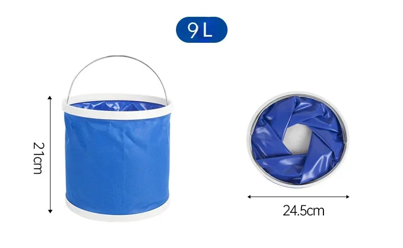 9L Collapsible Oxford Bucket – Car Wash, Camping & Fishing