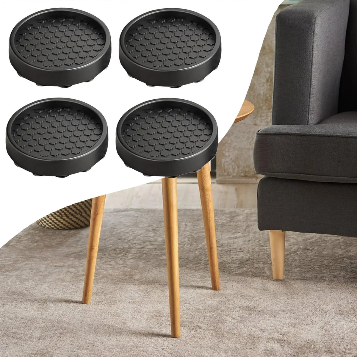 Silicone Furniture Floor Protectors – 4-Piece Anti-Skid Cups