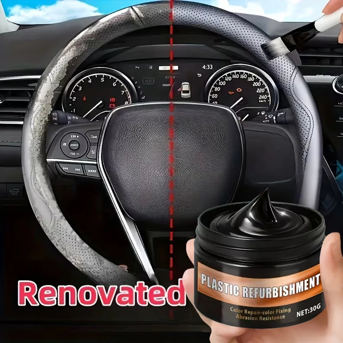 Black Gloss Polishing Paste – Auto Plastic & Steering Wheel Wax