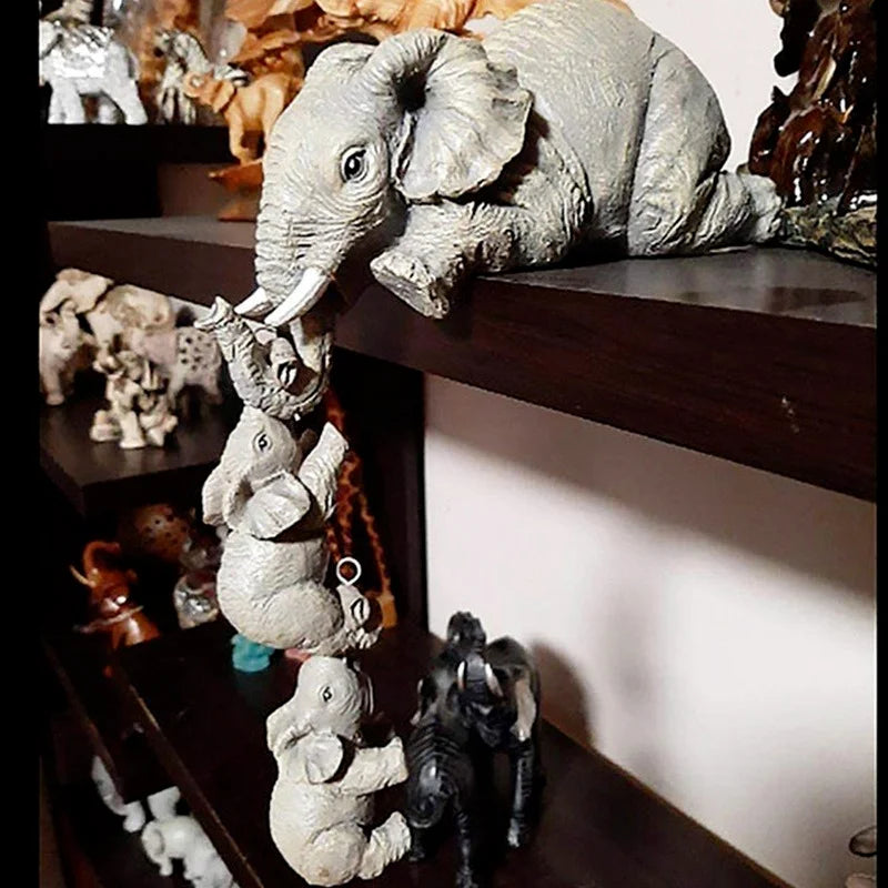 3-Piece Elephant Figurines Set – Resin Animal Home Décor Gift