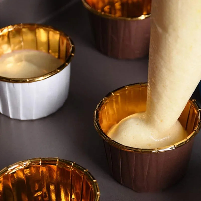 Gold Foil Rolled Paper Cups Muffin Cupcake Wedding Party Decorations