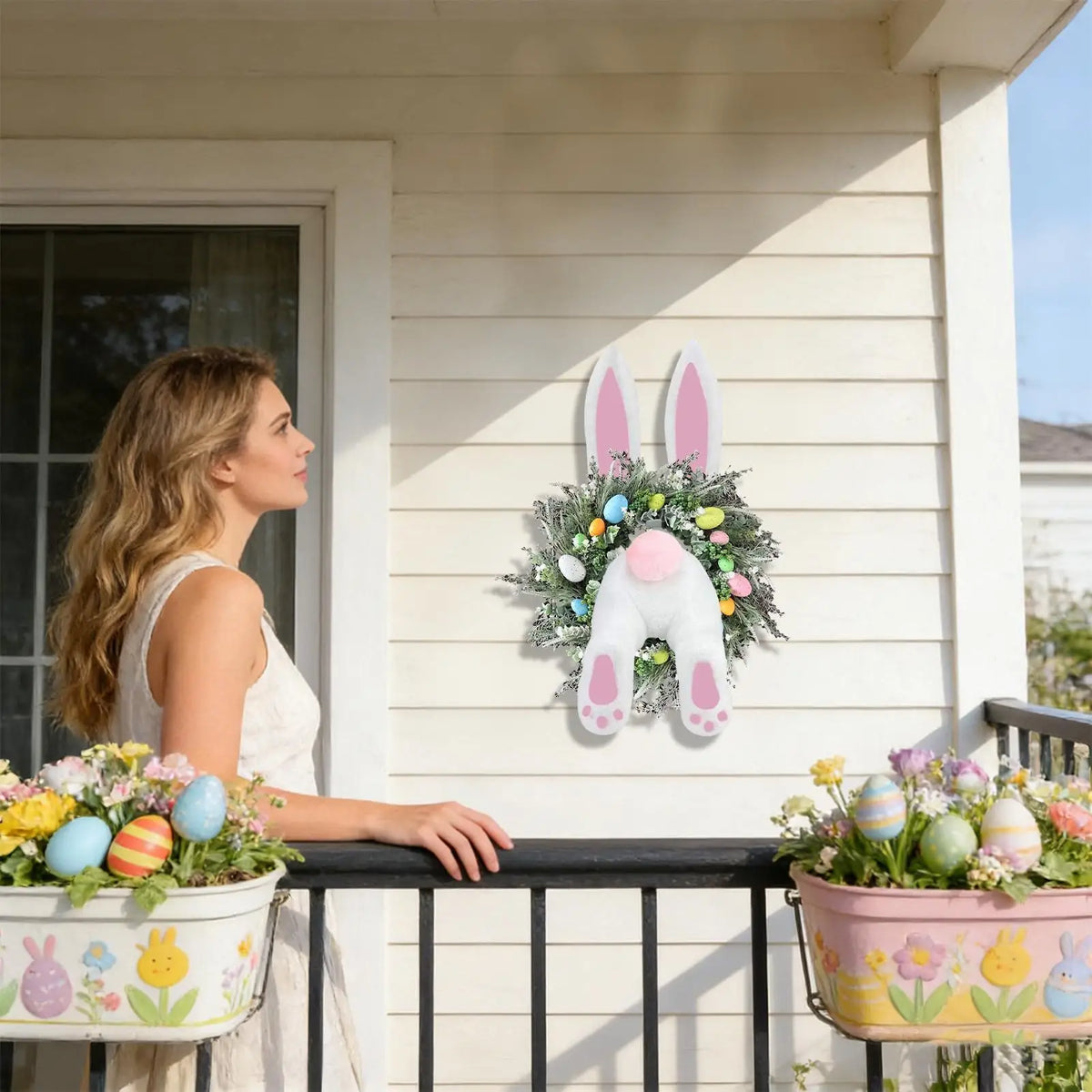 Easter Rabbit Wreath Attachment | Spring Front Door Sign