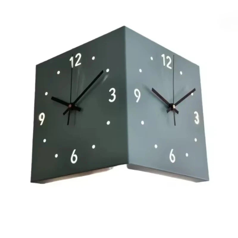 Double-Sided Corner Wall Clock – Silent Sensor Luminous Decor