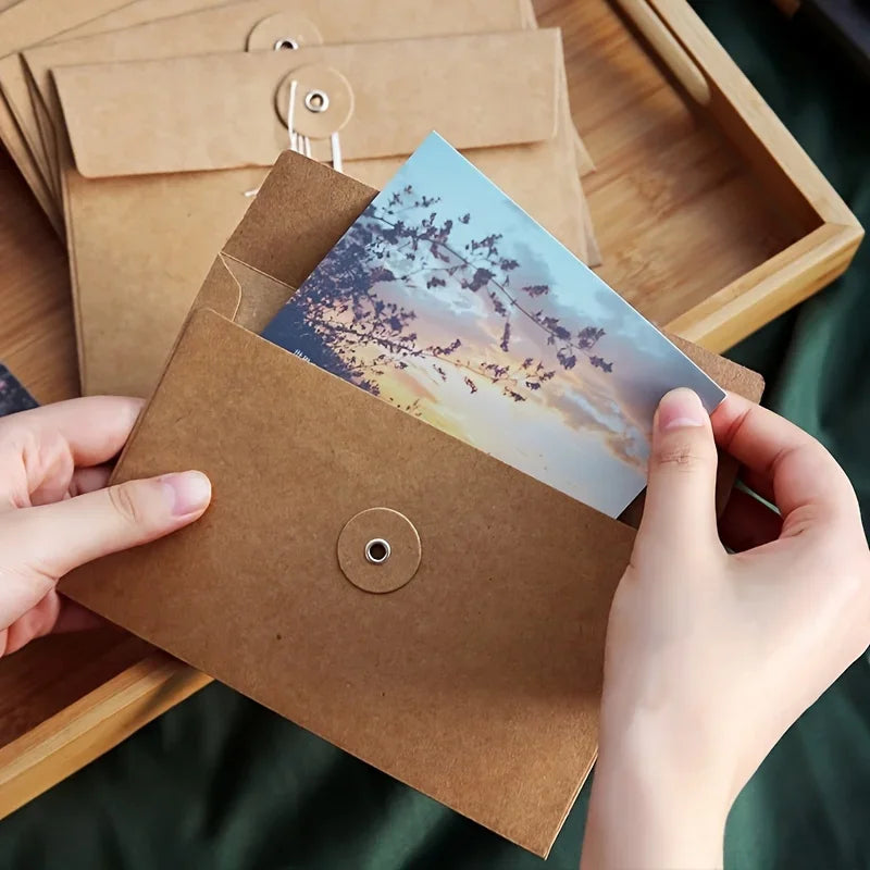 20 Retro Brown Kraft Paper Envelopes – Vintage Style Pack