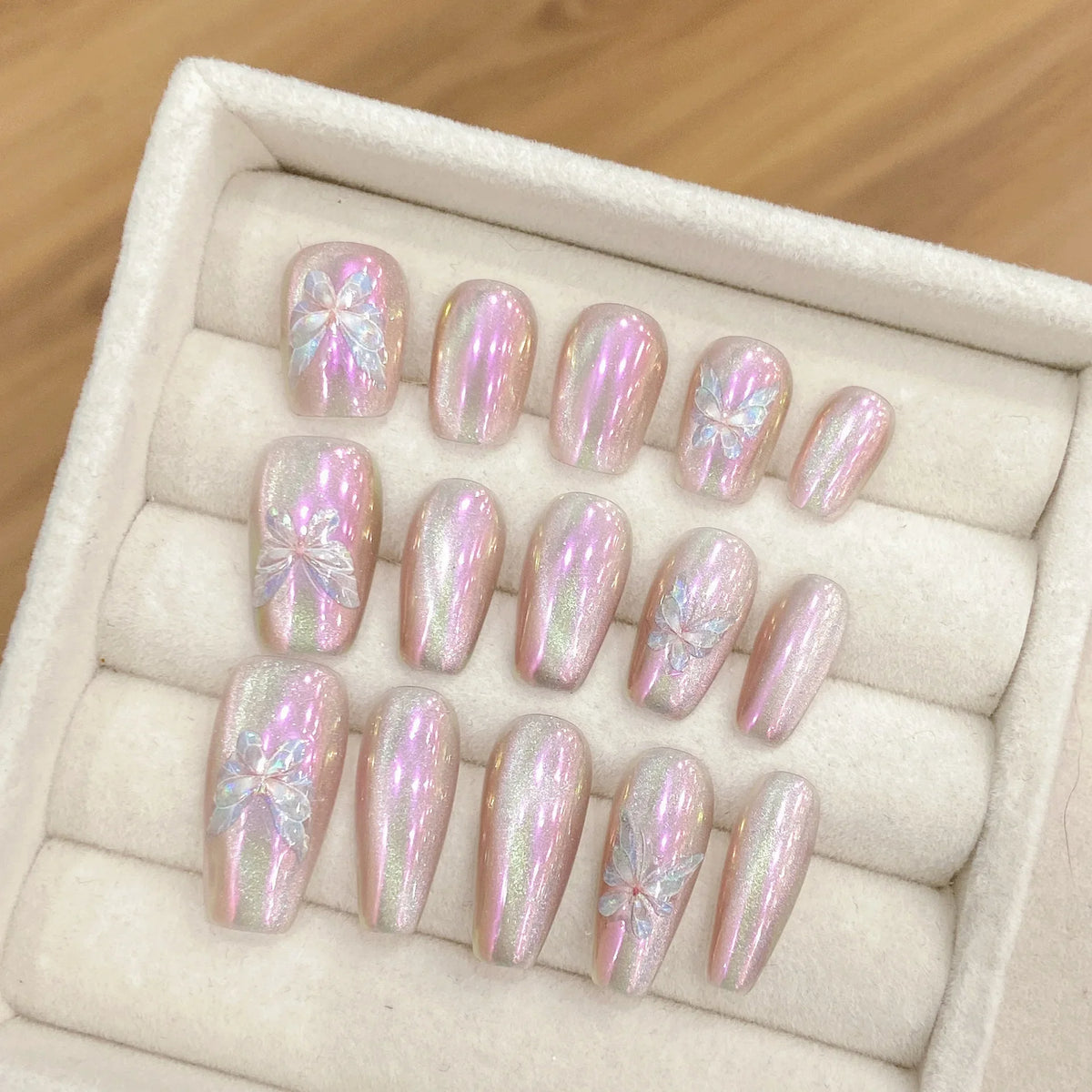 Purple Aurora Butterfly Press On Nails | Coffin Fake Nails