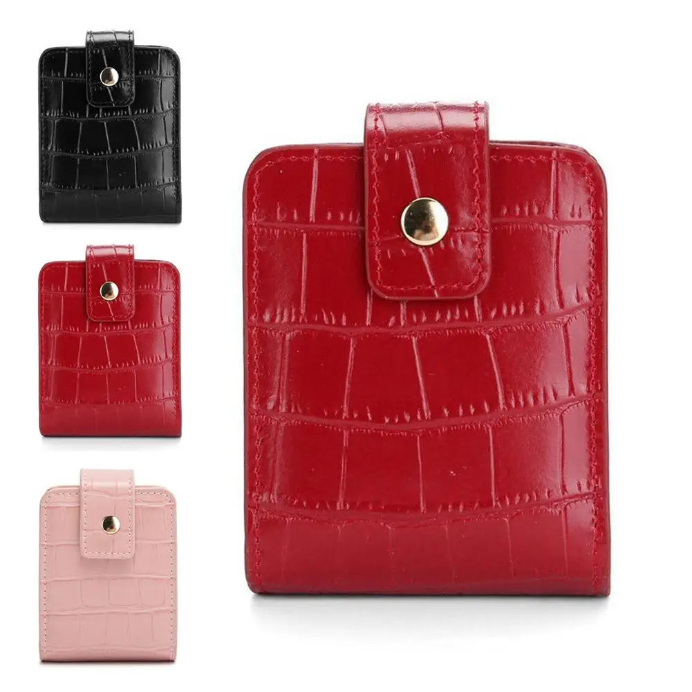PU Leather Lipstick Case with Mirror – 3-Slot Travel Organizer