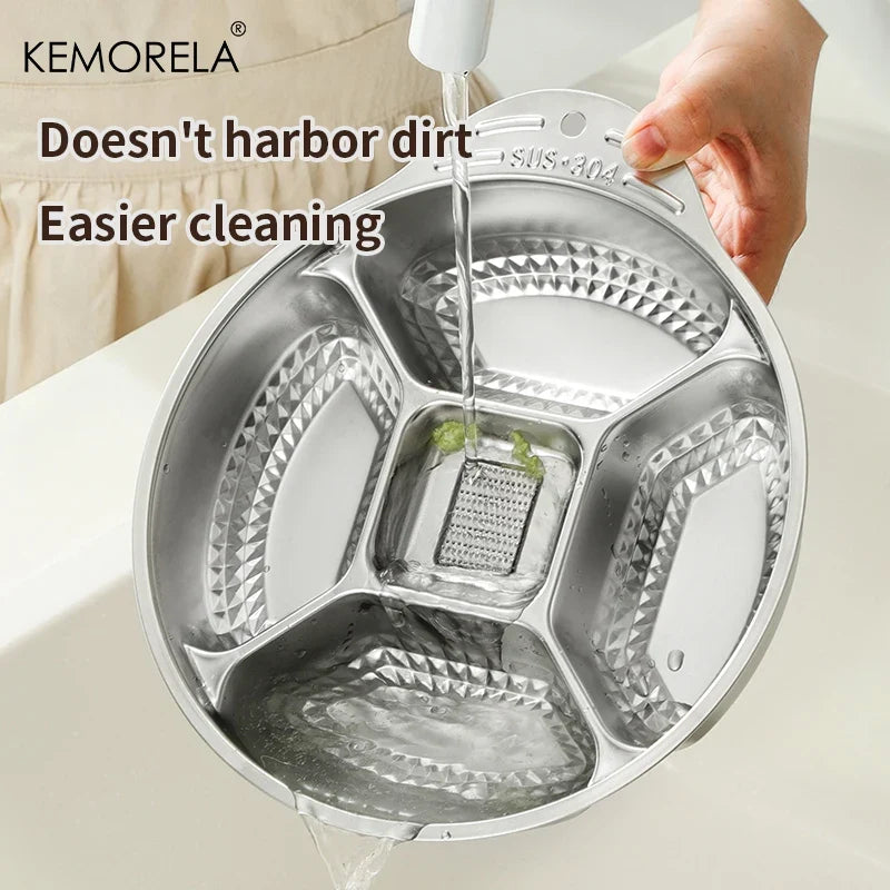 KEMORELA 3-in-1 Stainless Steel Rice Washer Bowl & Colander