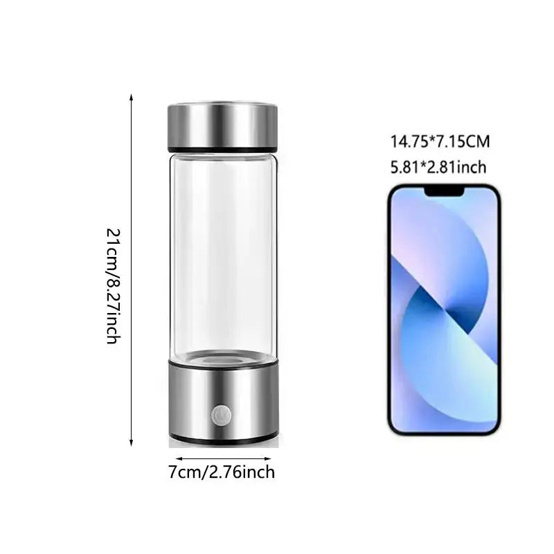 USB Hydrogen Water Bottle Generator | Glass Electrolysis