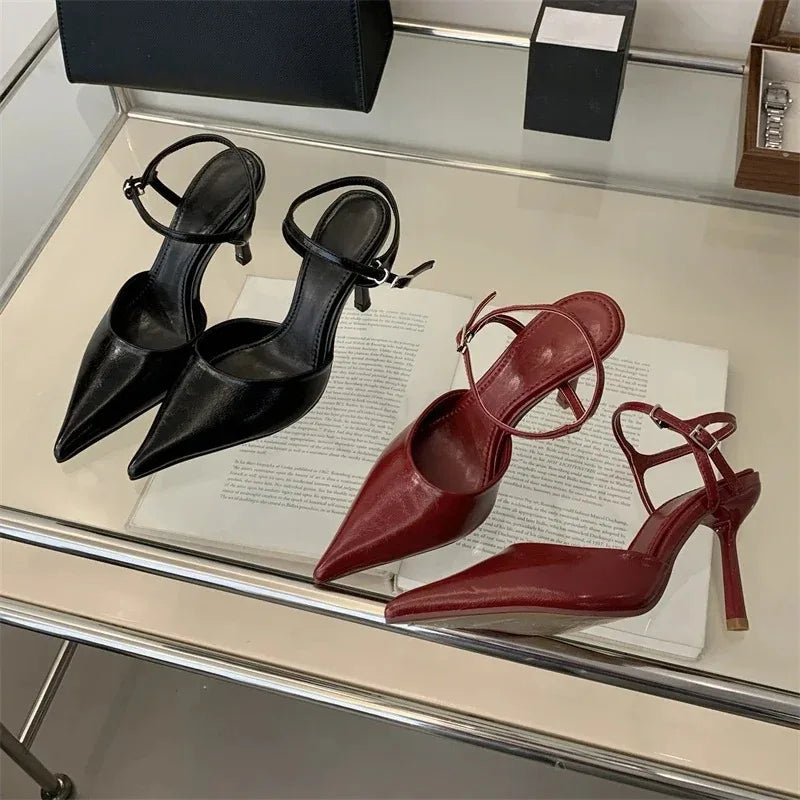 Women's Pointed Toe Slingback Pumps – Buckle Strap High Heels