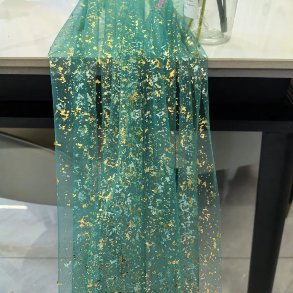 Gold Sequin Glitter Table Runner – Elegant Sheer Tablecloth