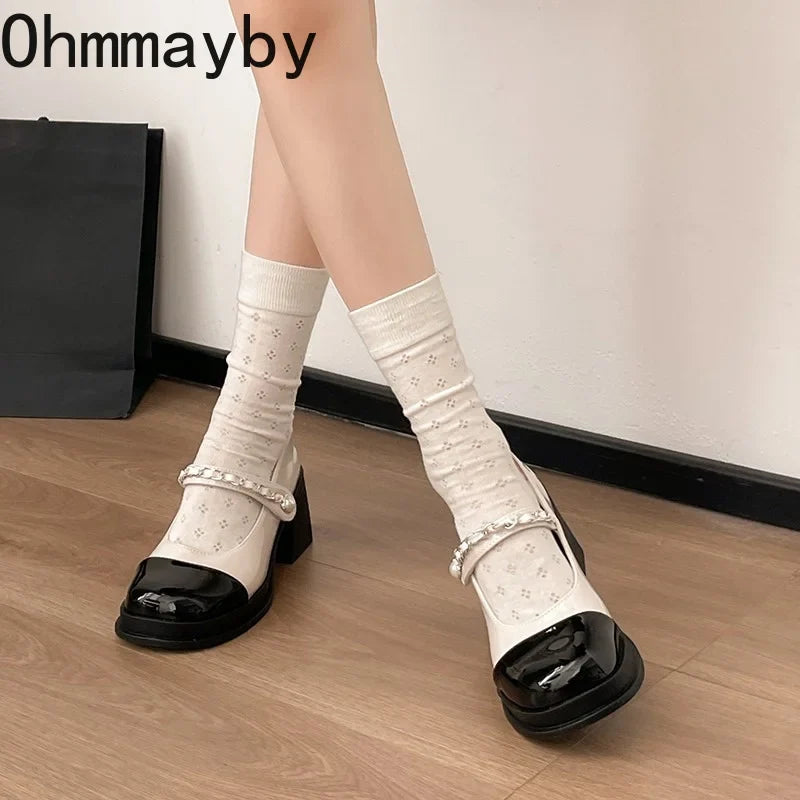 Women's Vintage Platform Mary Jane Heels – Chain Buckle Pumps