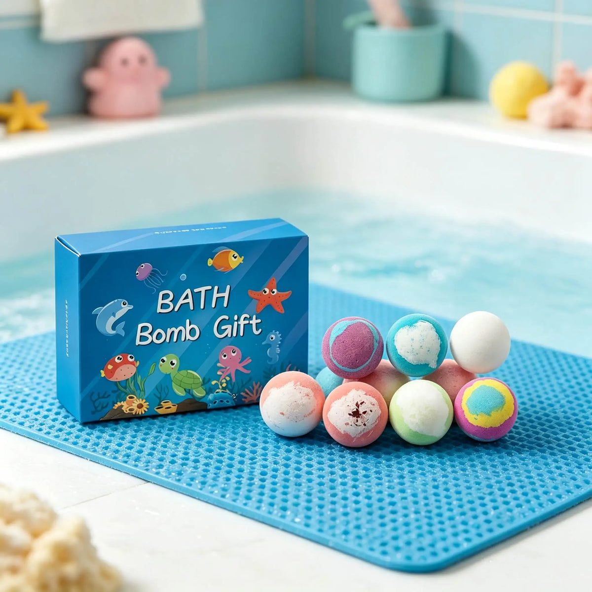 6-Piece Natural Bath Bomb Gift Set – Kids & Family Spa Kit