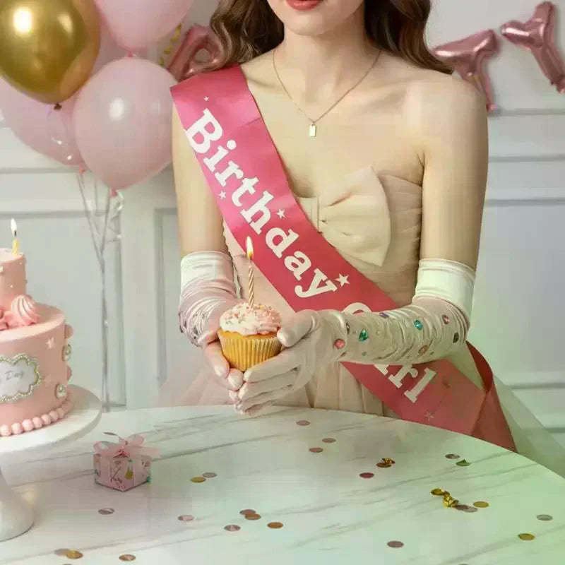 Women's Satin Rhinestone Long Gloves – Elegant Lolita Party