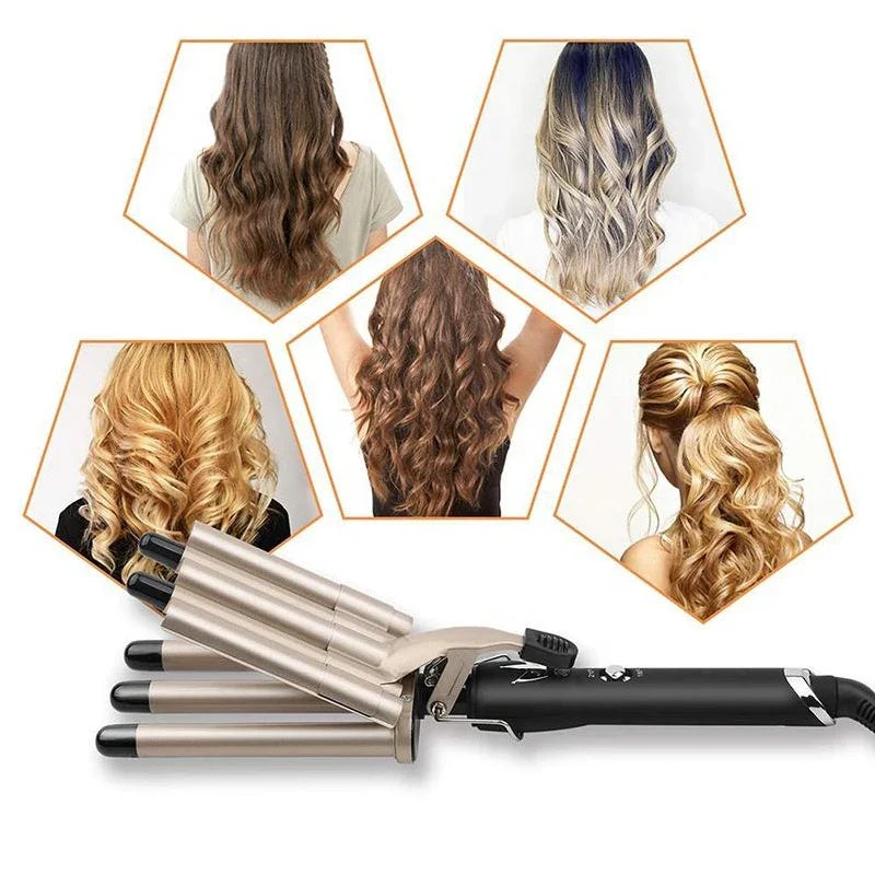 5-Tube Ceramic Wave Curling Iron | Fast-Heat Hair Waver