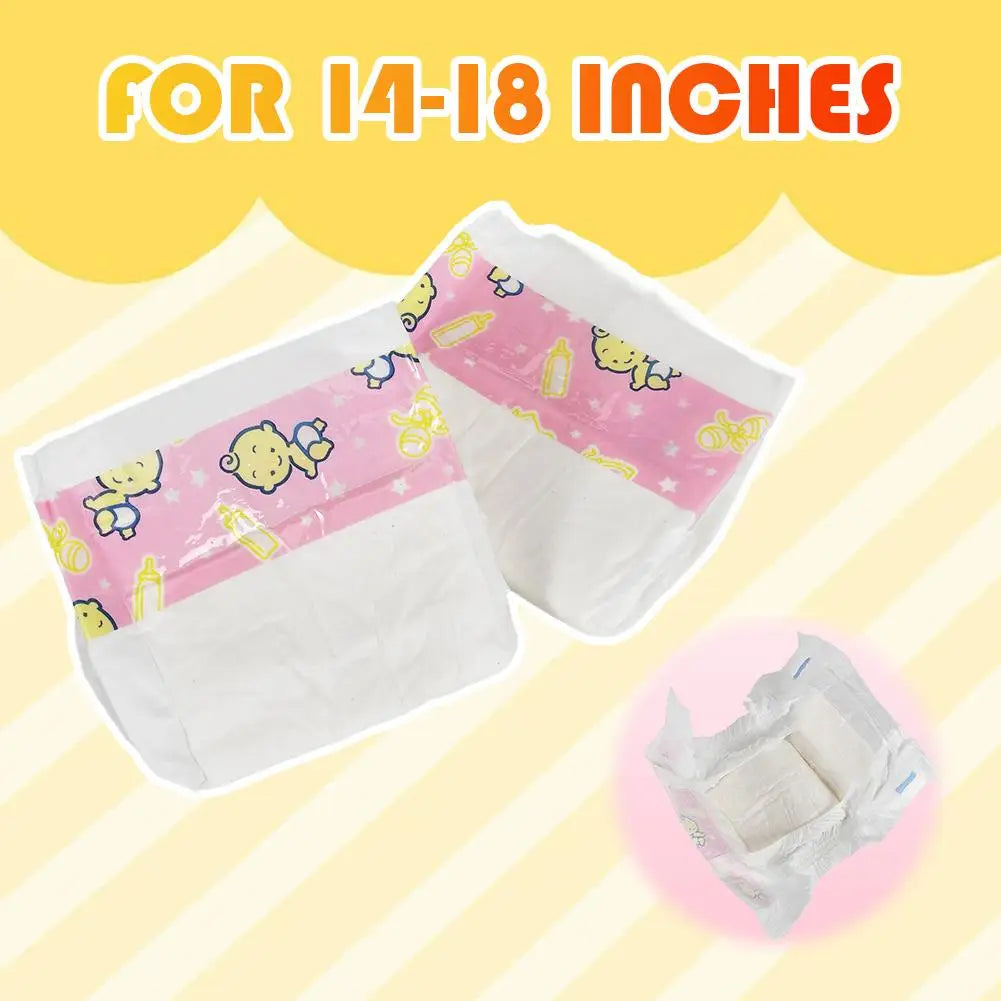 10pcs Mini Doll Diapers for 17" Baby Dolls | Dollhouse Accessories