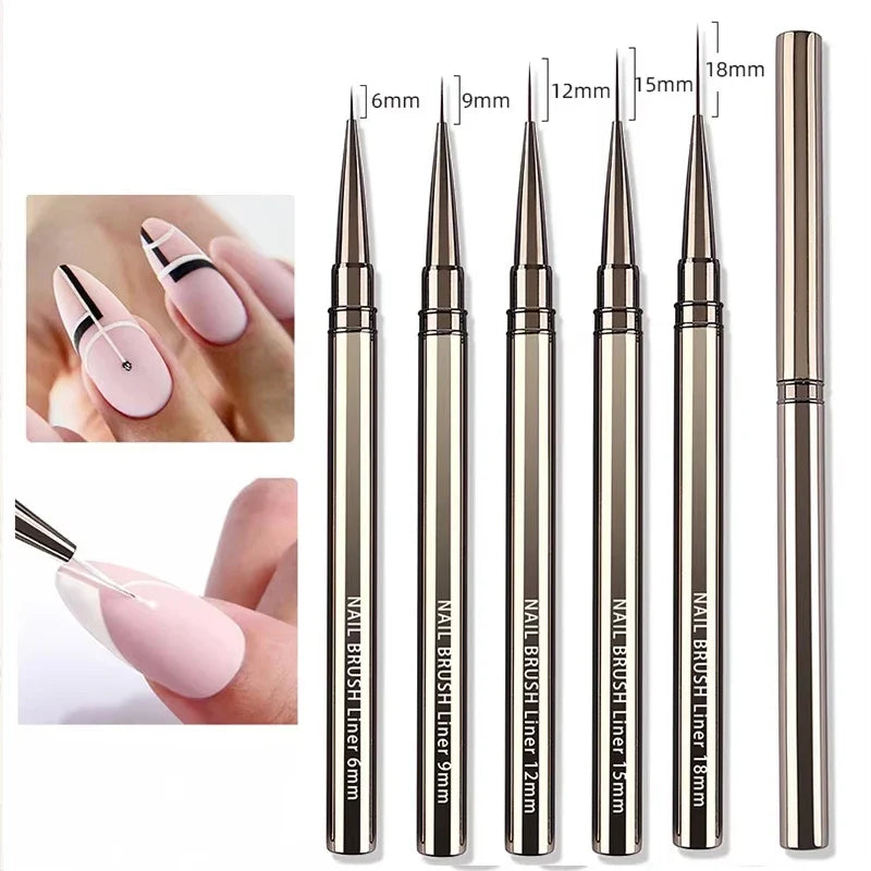 Nail Art Liner Brush Set 6–18mm | UV Gel Painting Pen Kit