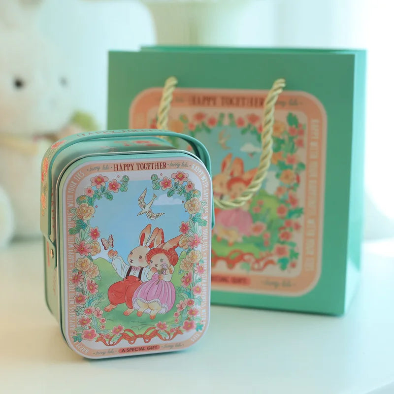 Tinplate Candy Box Kids Gifts Small Tin Cookie Portable Rabbit
