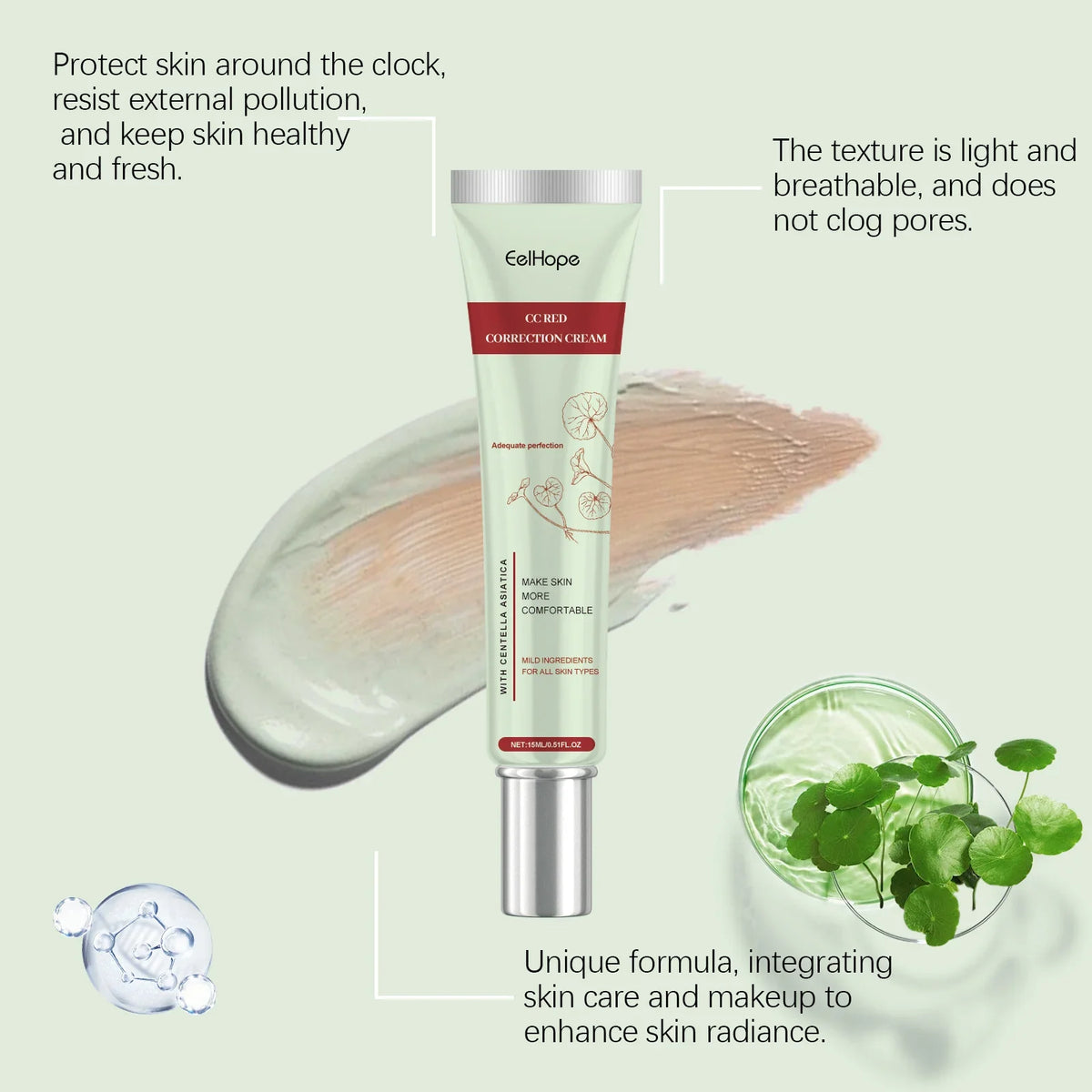 Eelhope Centella Asiatica CC Cream – Redness Repair & SPF