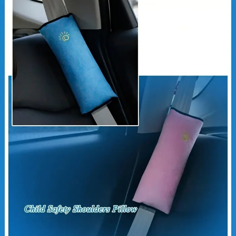 Kids Car Seat Belt Shoulder Protector & Neck Pillow | Soft Velvet