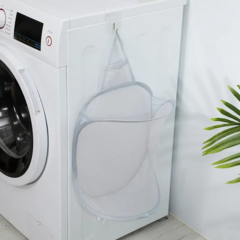 Wall-Mounted Foldable Laundry Basket – Breathable Mesh Hamper