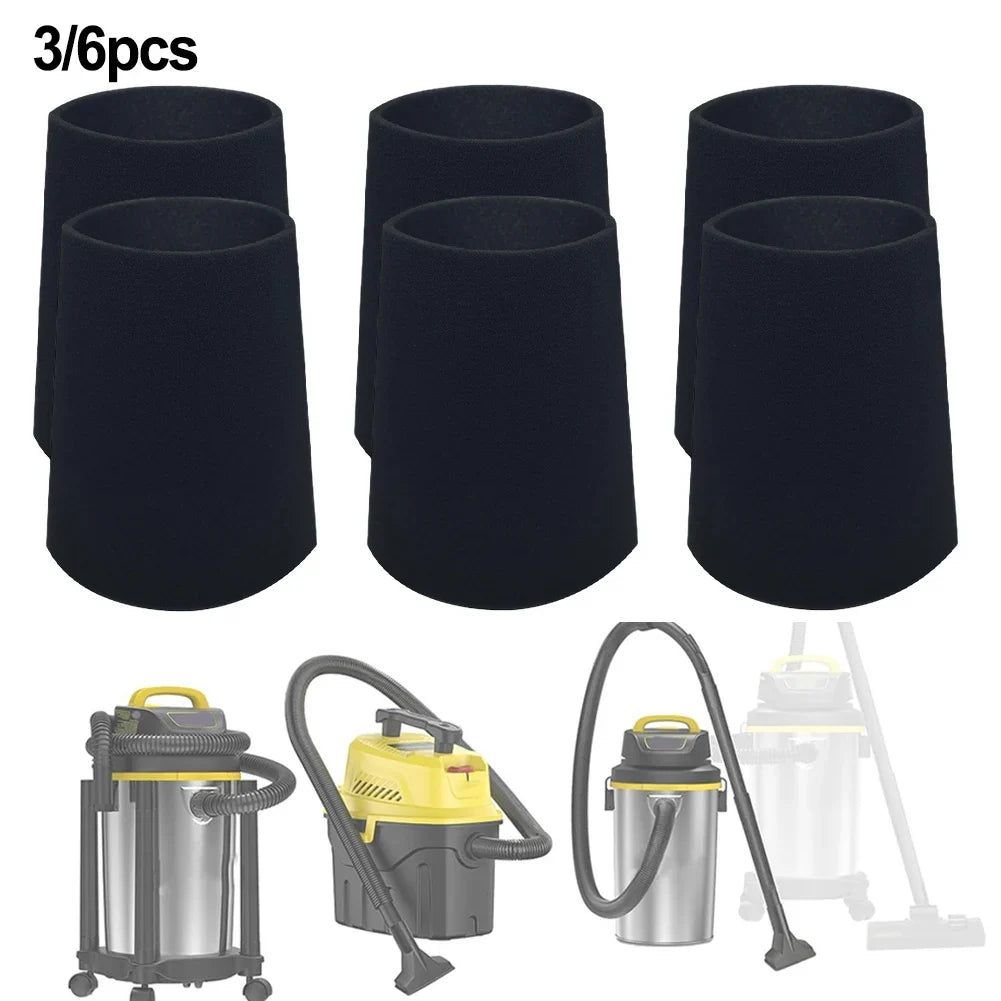 Reusable Foam Filter for 1–5 Gallon Wet Dry Vacuums | 3 & 6 Pack