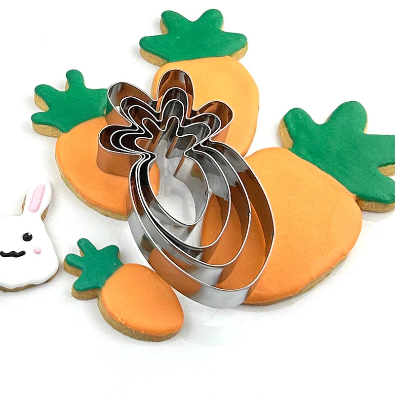 4-Piece Easter Bunny & Carrot Cookie Cutter Set – Stainless Steel