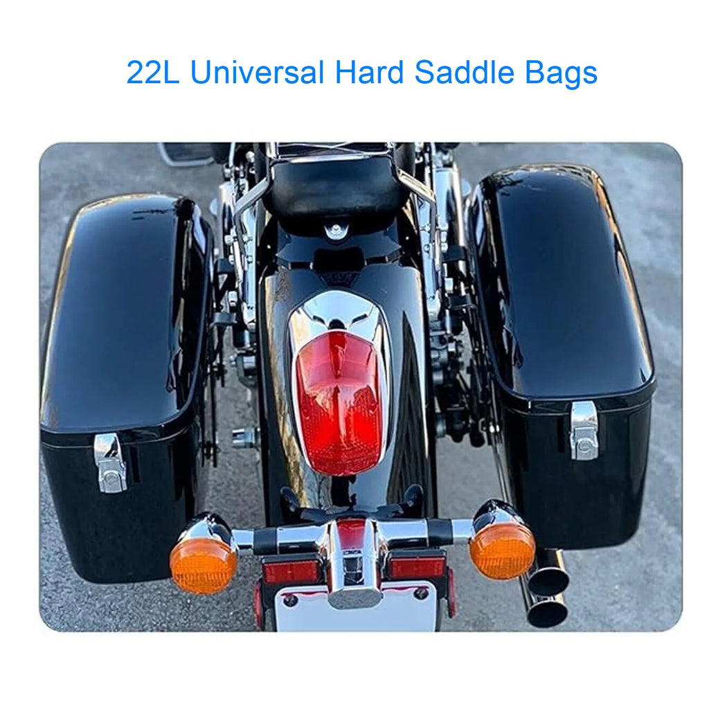 22L Lockable Motorcycle Hard Saddle Bags – Universal ABS Side Cases