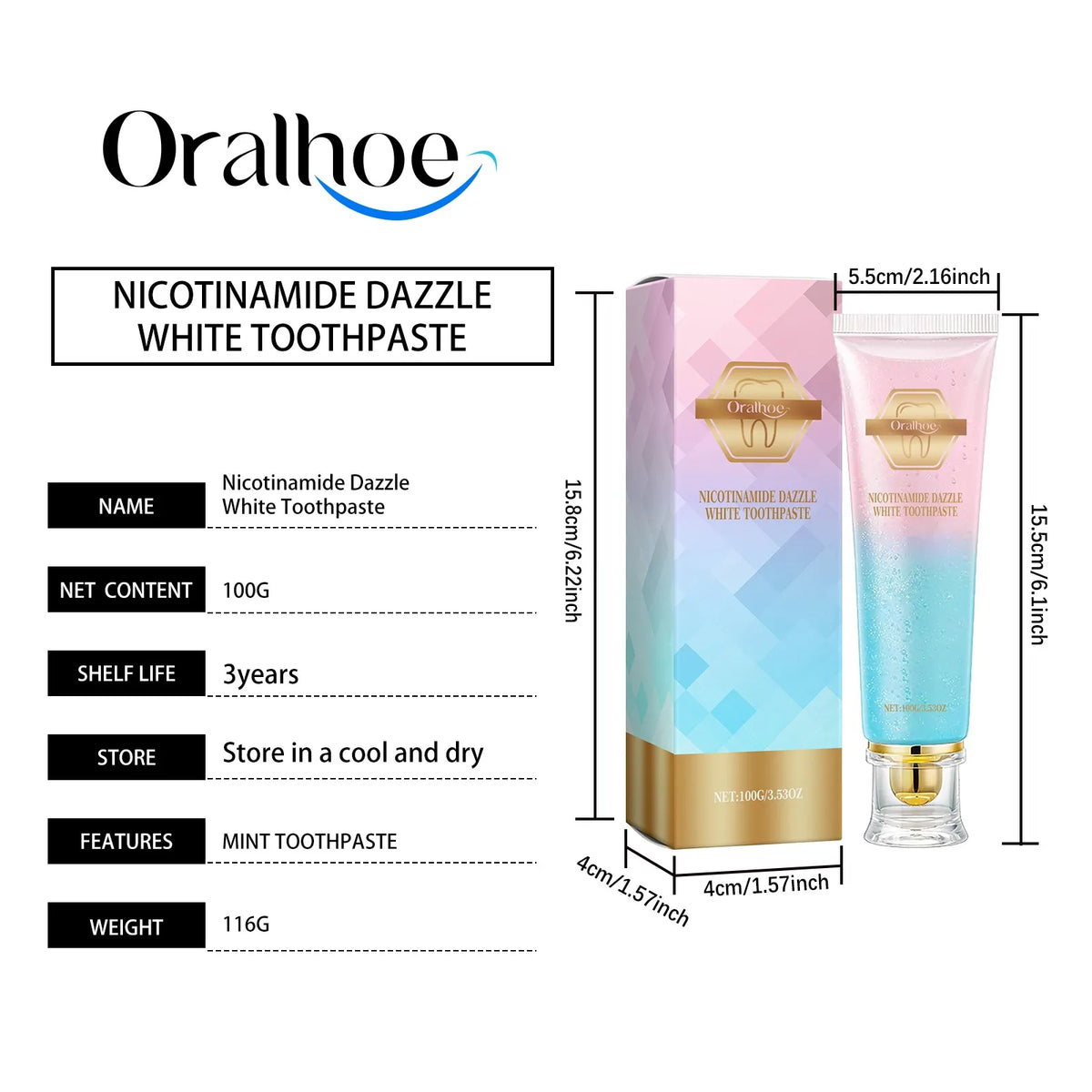 Oralhoe Niacinamide Whitening Toothpaste | Sensitive Gums & Fresh Breath