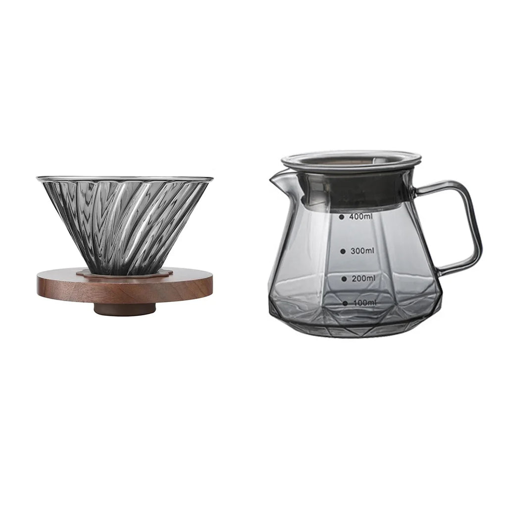 Leeseph Pour Over Coffee Maker – Walnut Handle & Glass Lid 13.5/20oz