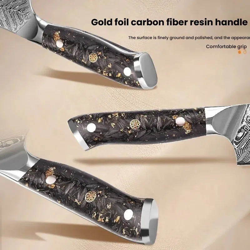 3.5" Damascus Steel Paring Knife – VG10 Core & Carbon Fiber