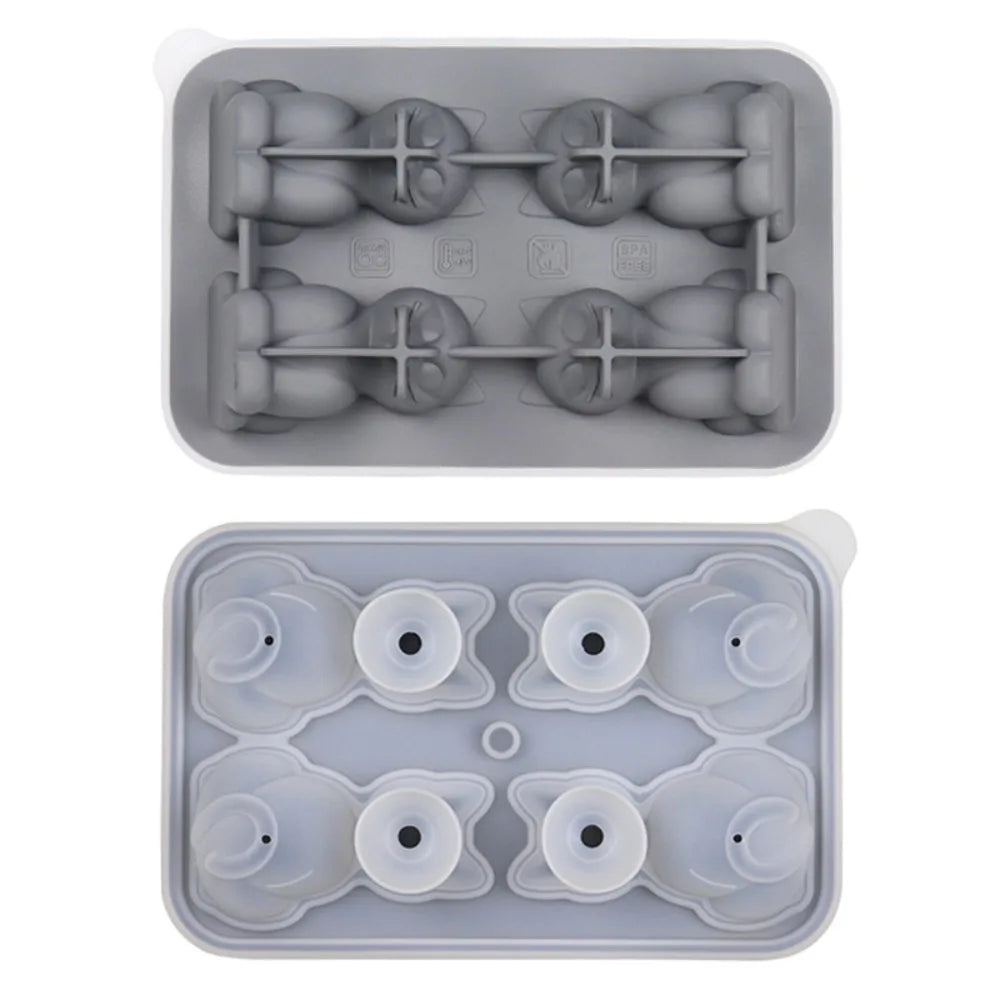 3D Cat Ice Cube Mold | BPA-Free Silicone, 4 Cavities