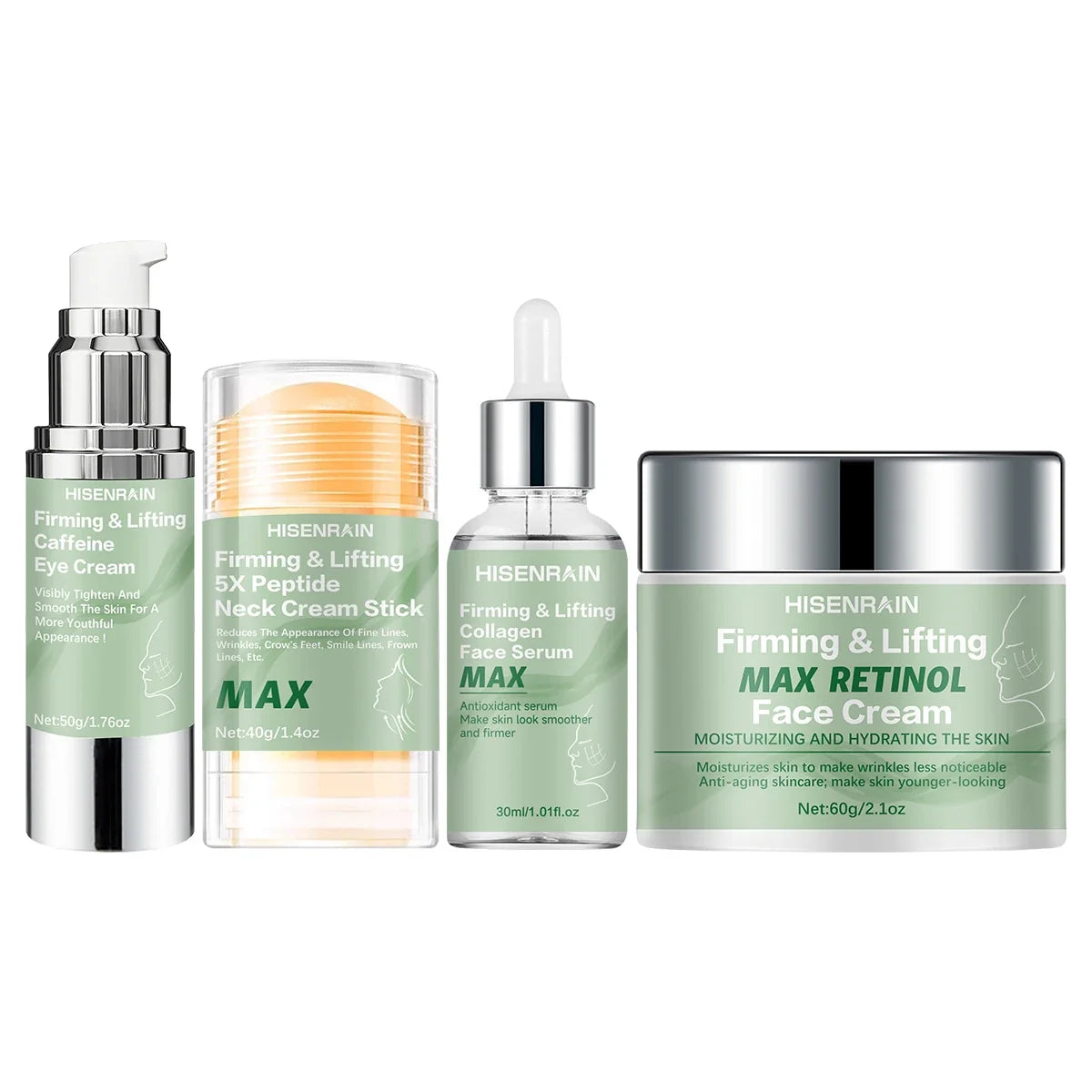 HISENRAIN 4-in-1 Travel Skincare Set – Face, Eye, Neck & Serum