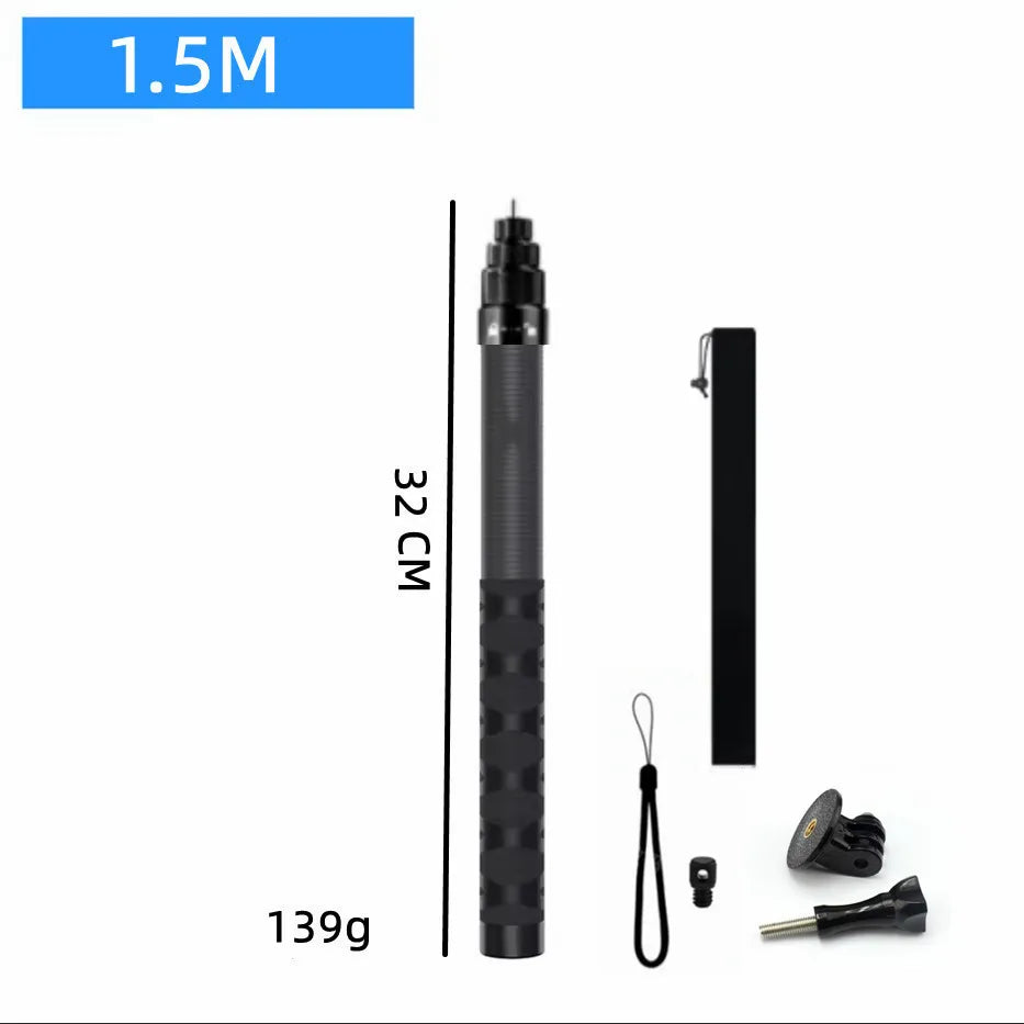 Carbon Fiber Invisible Selfie Stick 1.2M–3M | DJI Insta360