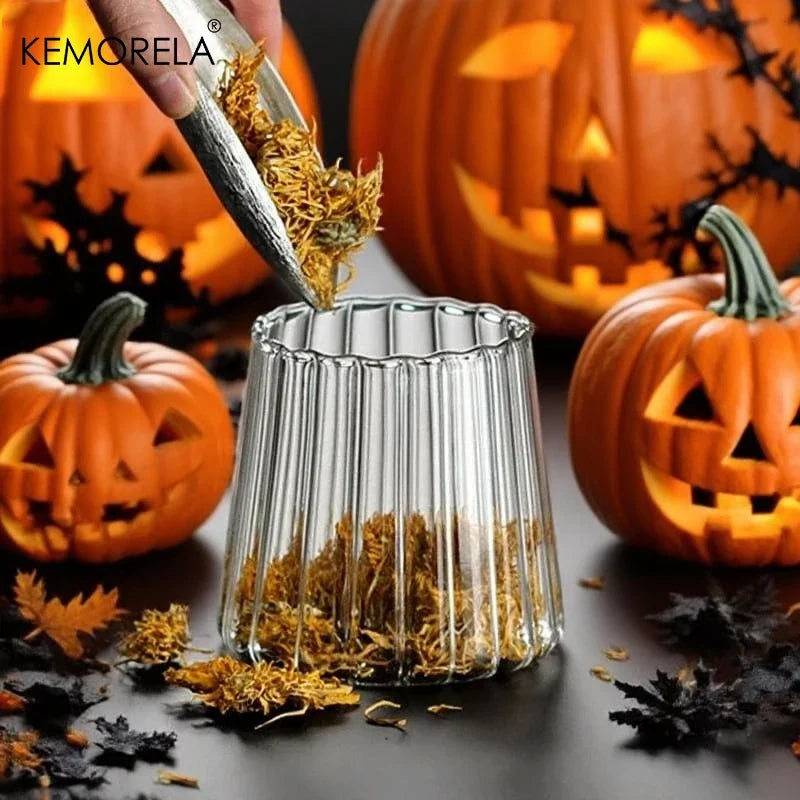 Halloween Glass Candy Jar with Airtight Wood Lid | Canister