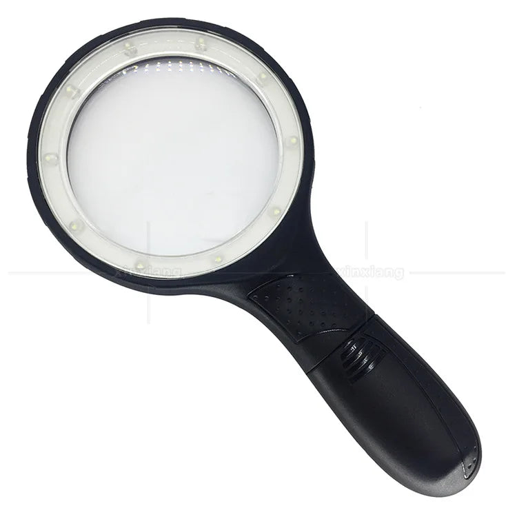 138mm LED Handheld Magnifying Glass – 12 LEDs, Anti-Slip Handle