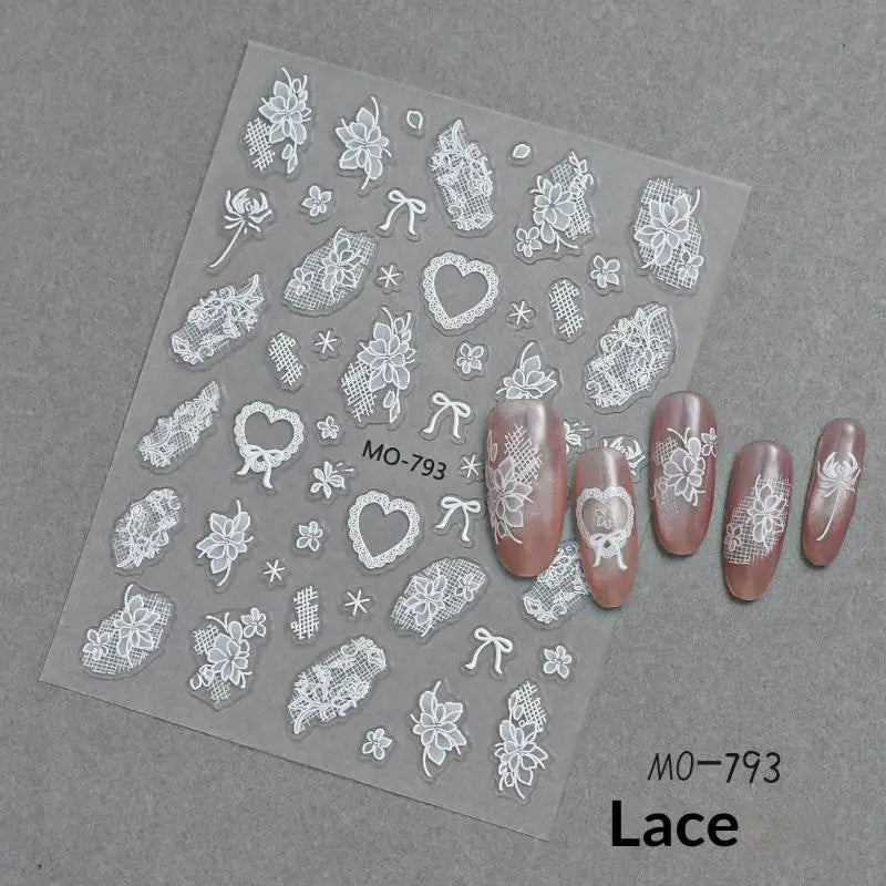 Lace Flower Bow Hollow Nail Stickers | DIY Manicure Appliqués