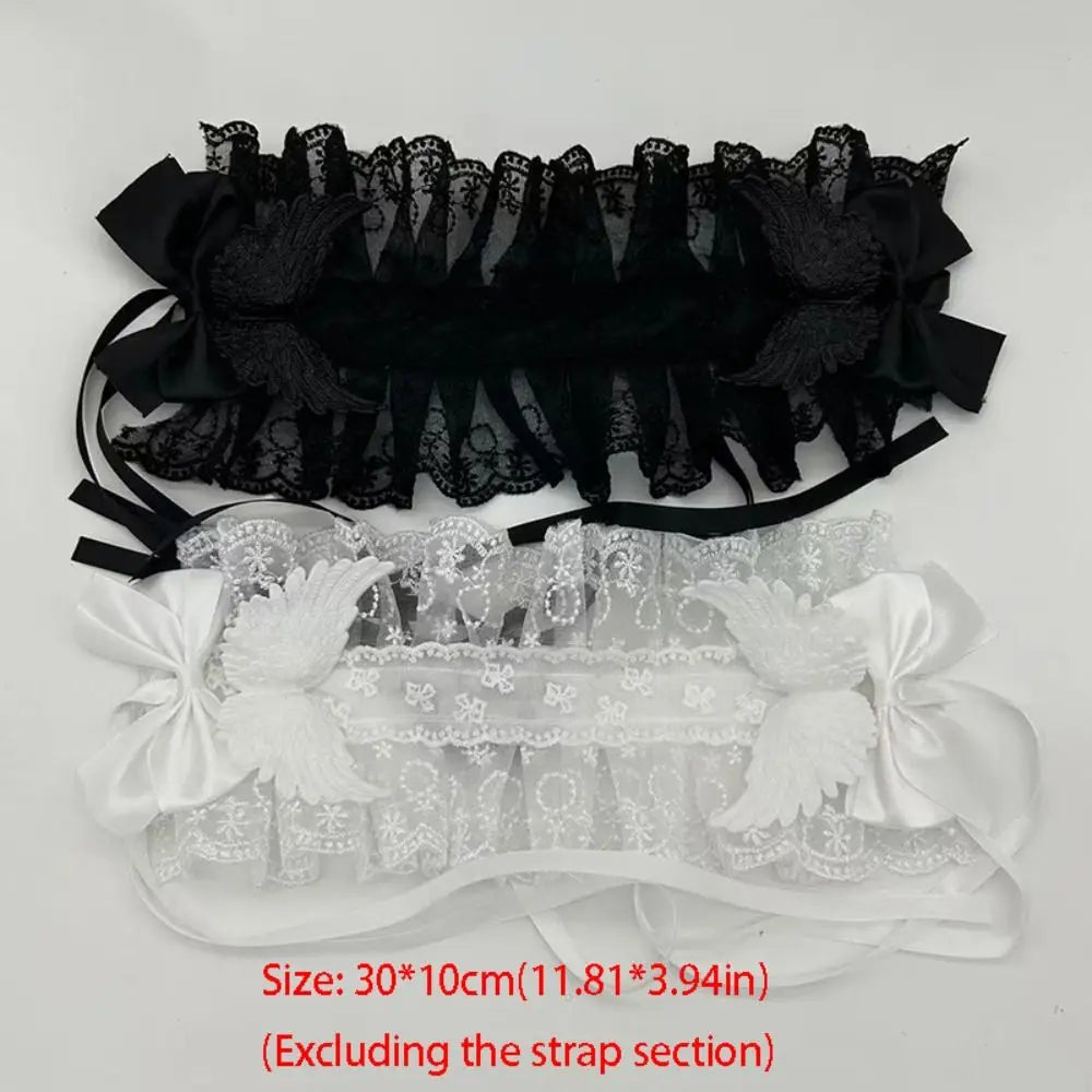 Gothic Lolita Wings Lace Headband – Ruffled Rivet Hairband