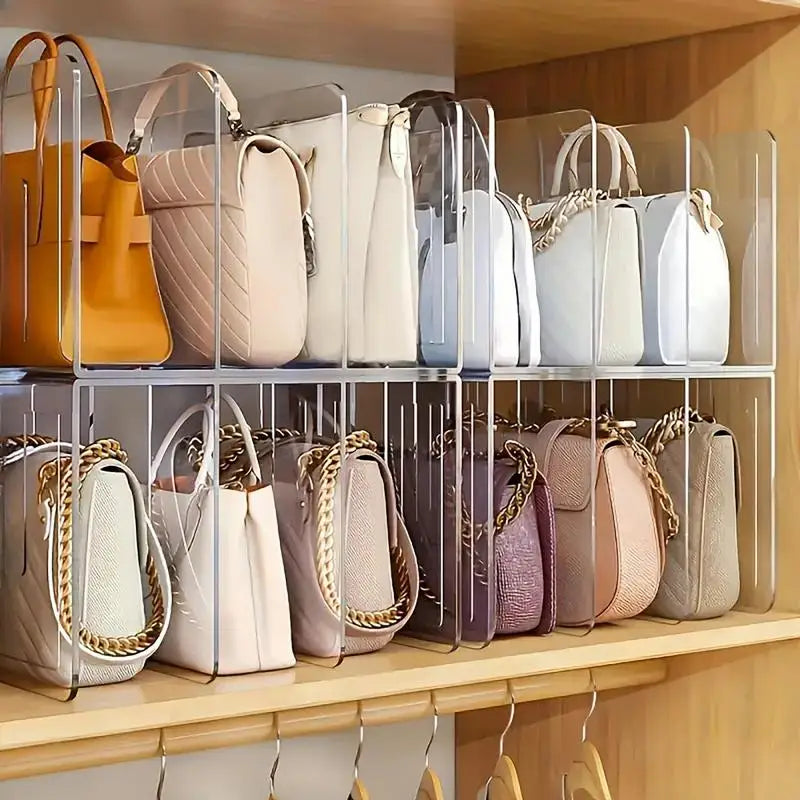 Purse Storage Organizer Closet 4 Slots Clear Shelf Dividers Clutch