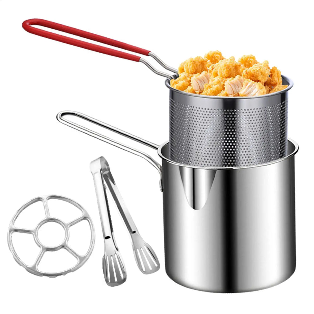 Stainless Steel Deep Fry Pot with Basket & Lid | Space-Saving