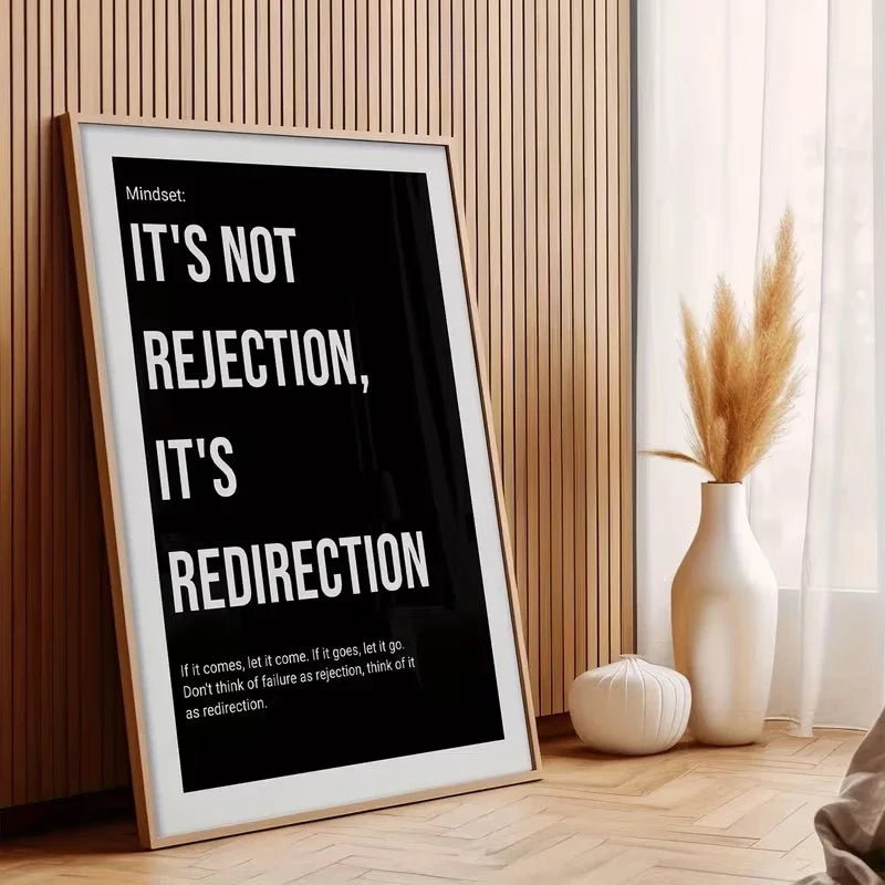 "It's Not Rejection, It's Redirection" Motivational Canvas Art