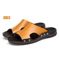 Men's Roman Leather Sandals – Classic Slip-On Summer Slides