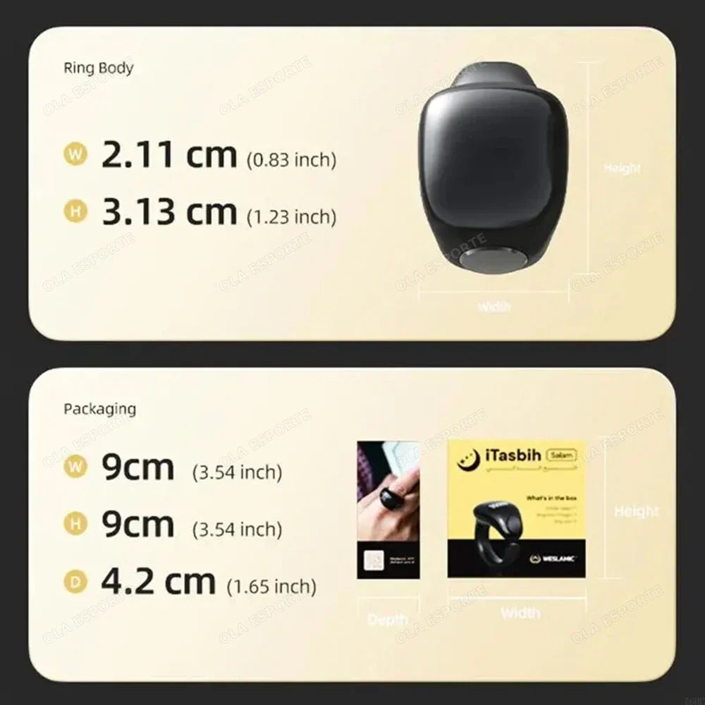 Smart Tasbeeh Zikr Ring | Digital Islamic Prayer Counter