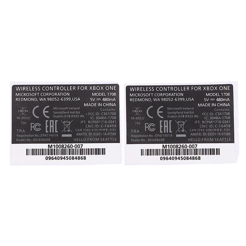 Xbox One & One S Controller Seal Stickers Black & White 2pcs