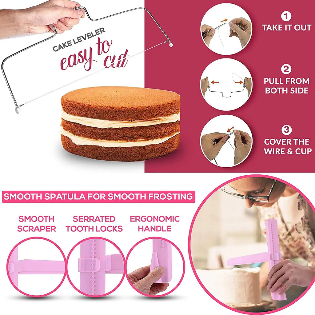 200-Piece Cake Decorating Kit – Turntable, Piping Tips & More