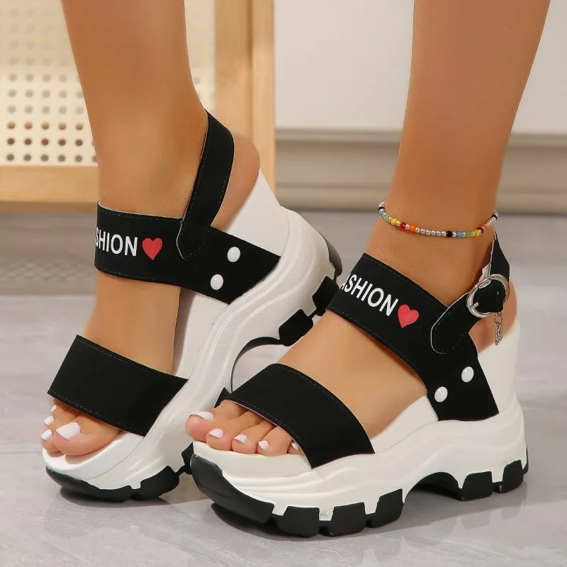 Women's Platform Gladiator Wedge Sandals – Chunky High Heel