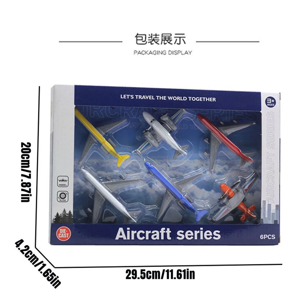 6-Pack 1/64 Diecast Airplane Models – Metal Aircraft Toy Set