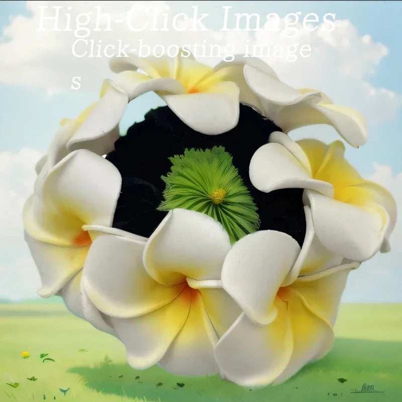 Hawaii Plumeria Flower Hair Scrunchies – 2pcs Foam Frangipani