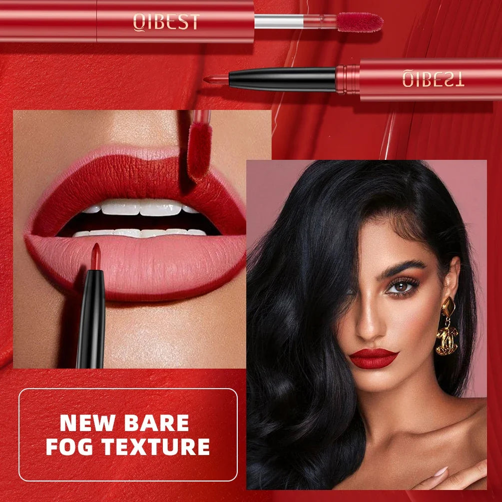 QiBest 2-in-1 Lip Liner & Gloss Pen – 6 Colors, Matte
