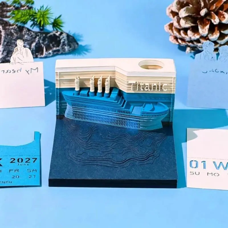 2027 LED Desk Calendar – 3D Tear-Away Paper Carving Art