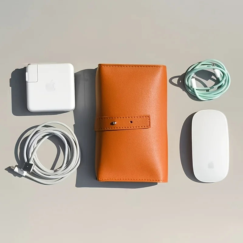PU Leather Multi-Compartment Tech Organizer Travel Case